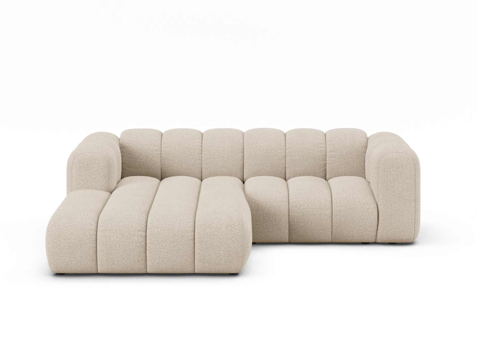 Boucle Modular Left Corner Sofa, "Lupine", 3 Seats, 230x177x70