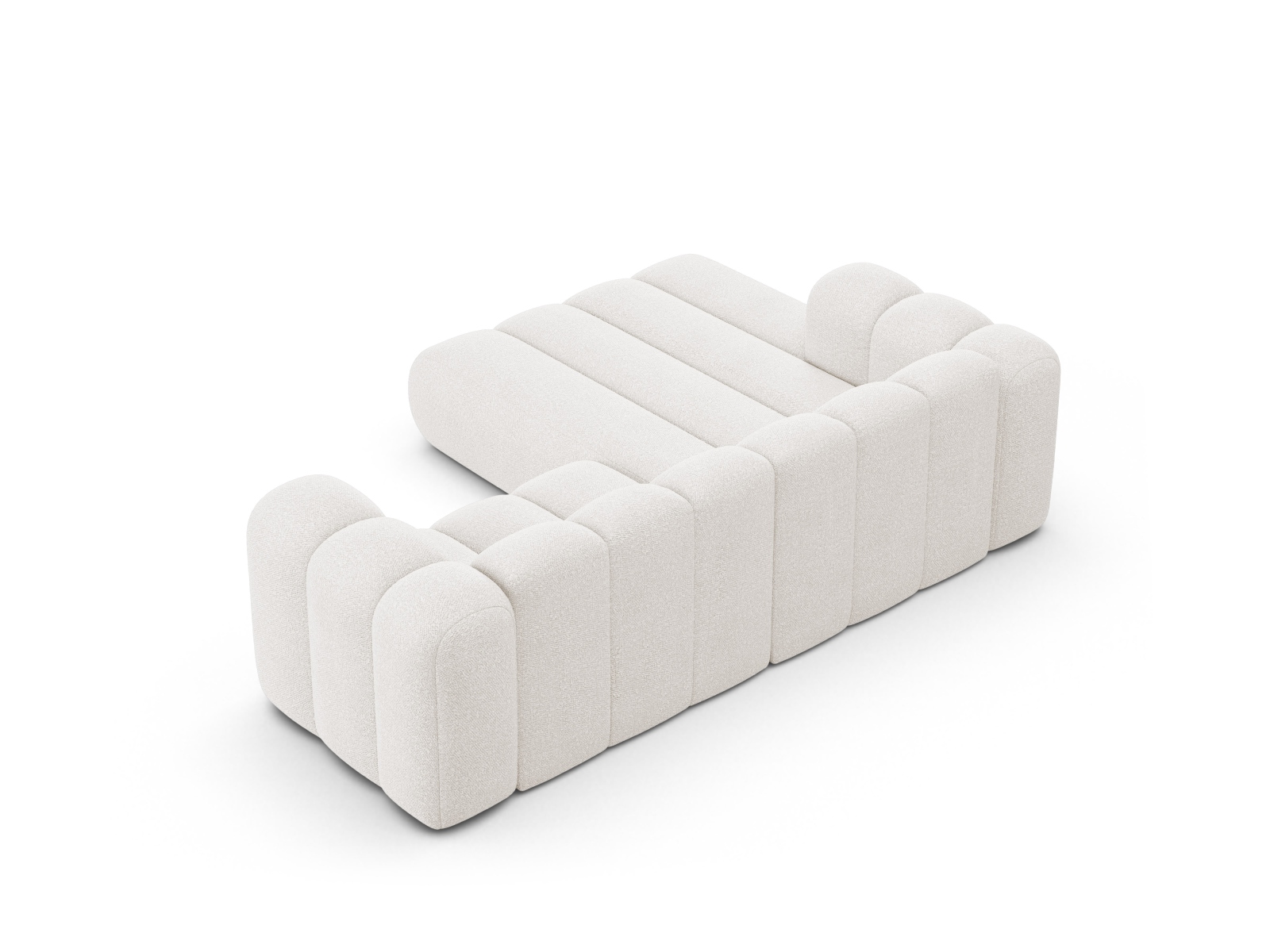 Boucle Modular Left Corner Sofa, "Lupine", 3 Seats, 230x177x70