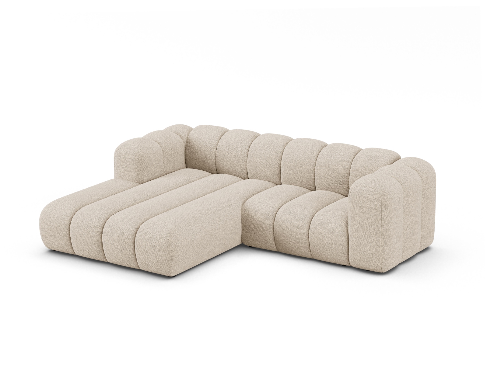 Boucle Modular Left Corner Sofa, "Lupine", 3 Seats, 230x177x70
