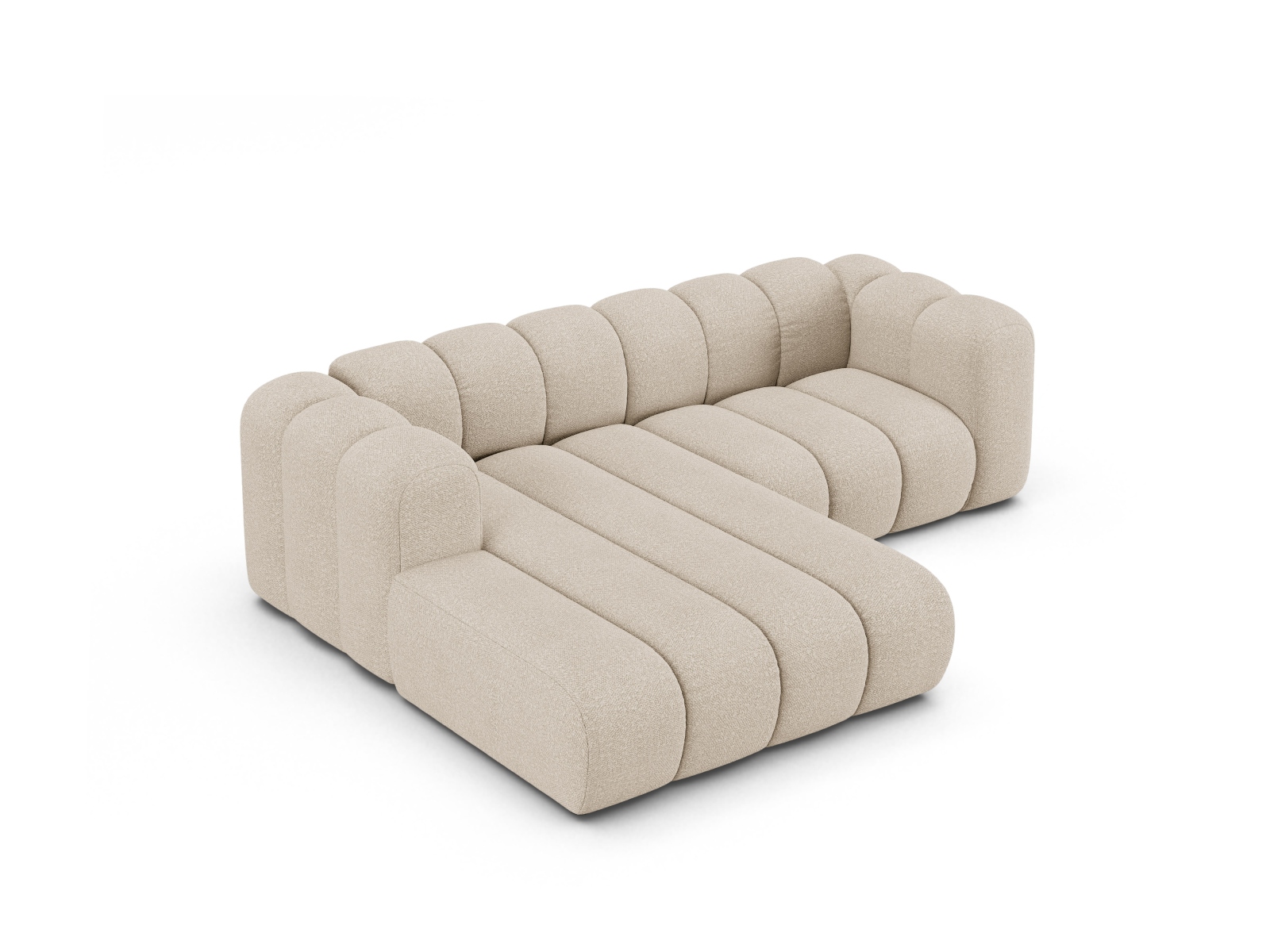 Boucle Modular Left Corner Sofa, "Lupine", 3 Seats, 230x177x70