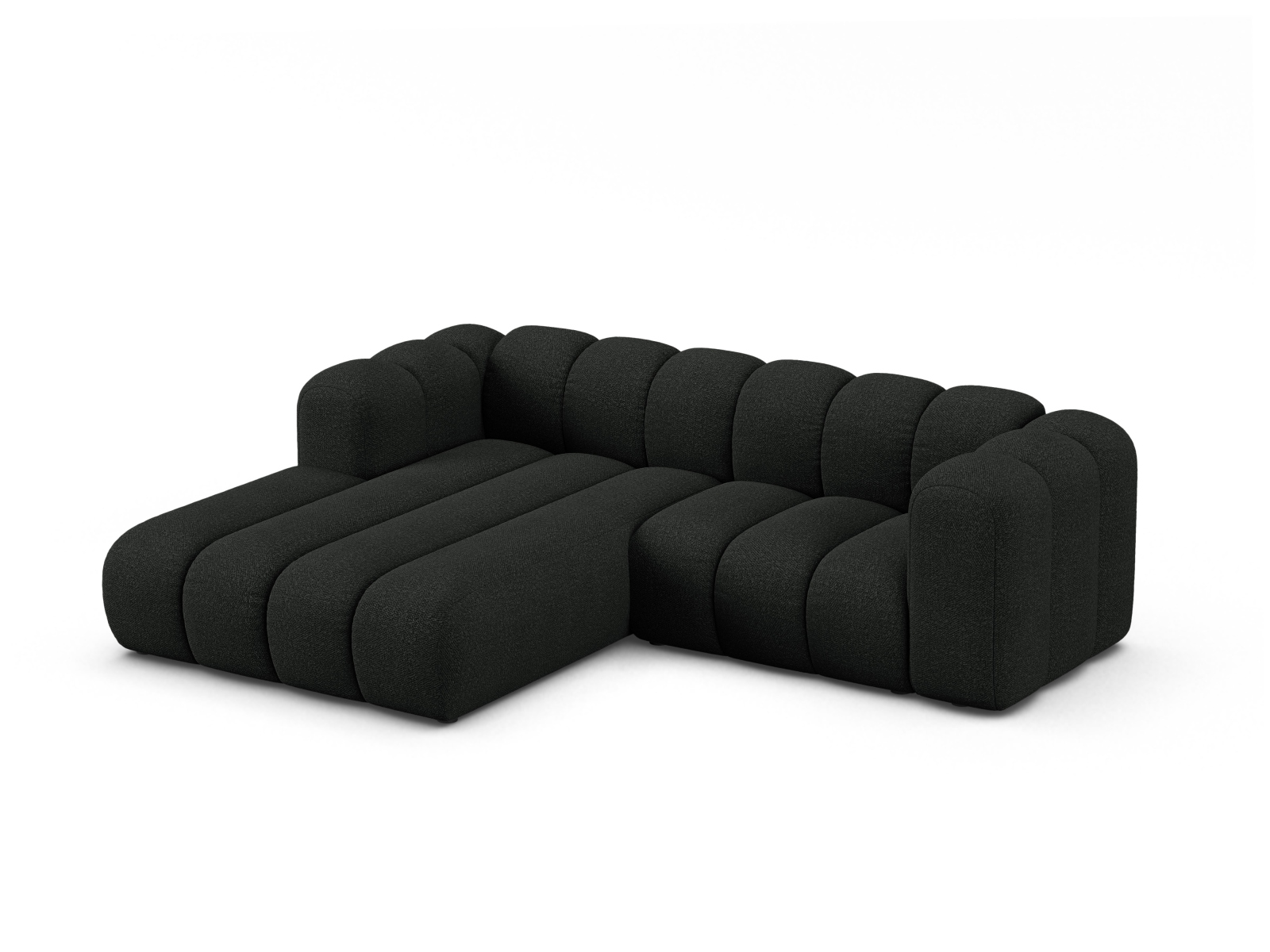 Boucle Modular Left Corner Sofa, "Lupine", 3 Seats, 230x177x70