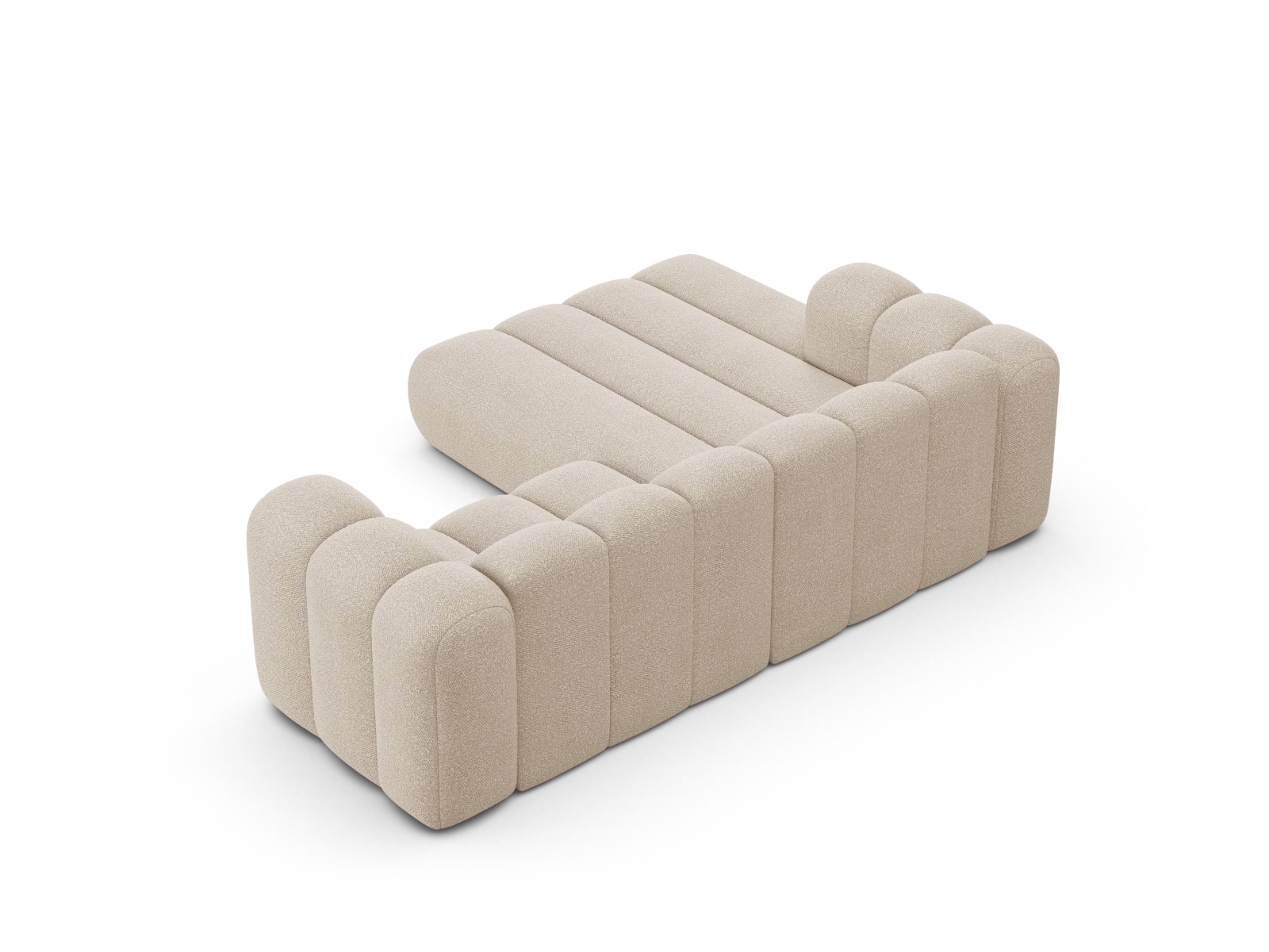 Boucle Modular Left Corner Sofa, "Lupine", 3 Seats, 230x177x70