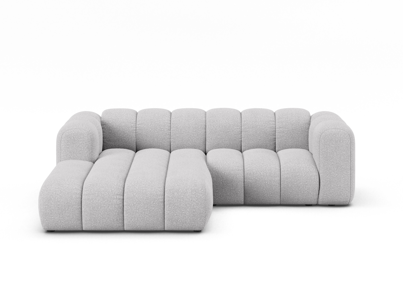 Boucle Modular Left Corner Sofa, "Lupine", 3 Seats, 230x177x70