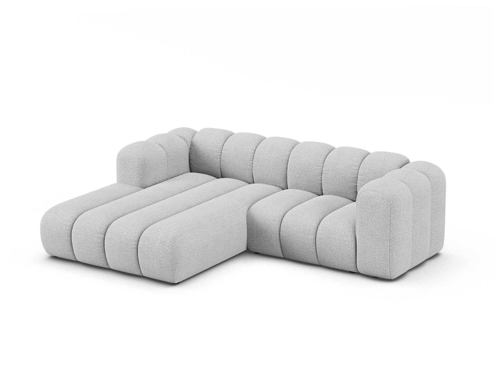 Boucle Modular Left Corner Sofa, "Lupine", 3 Seats, 230x177x70