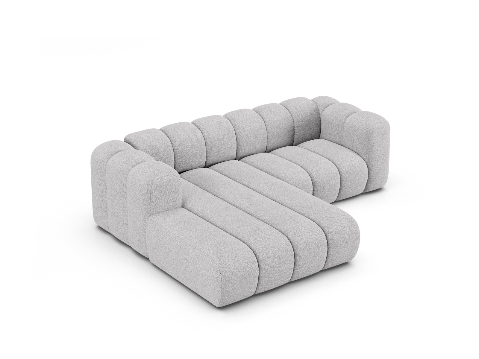 Boucle Modular Left Corner Sofa, "Lupine", 3 Seats, 230x177x70