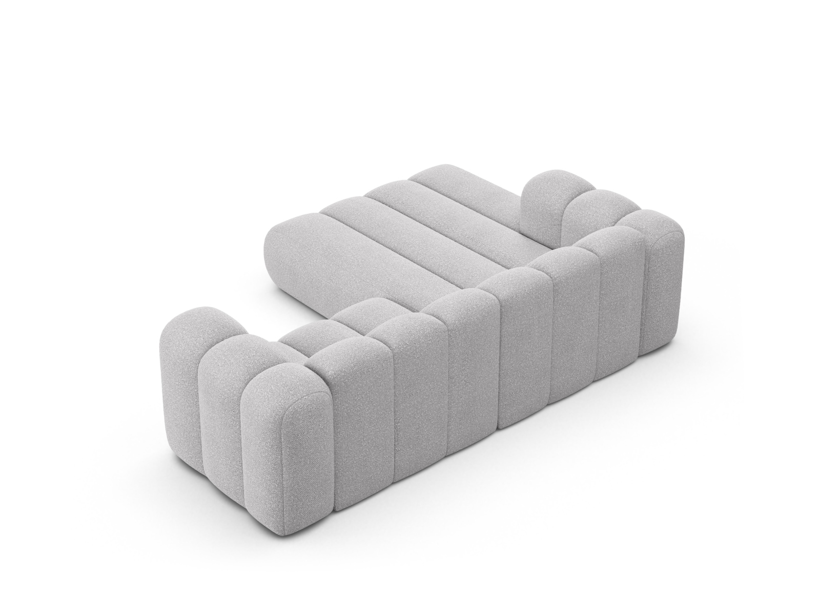 Boucle Modular Left Corner Sofa, "Lupine", 3 Seats, 230x177x70