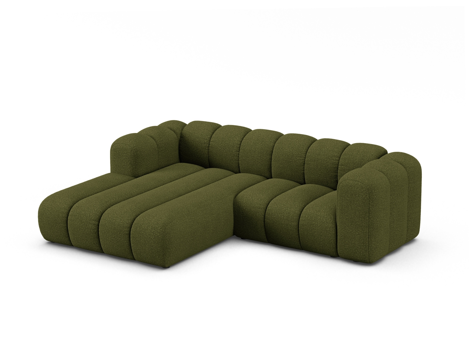 Boucle Modular Left Corner Sofa, "Lupine", 3 Seats, 230x177x70