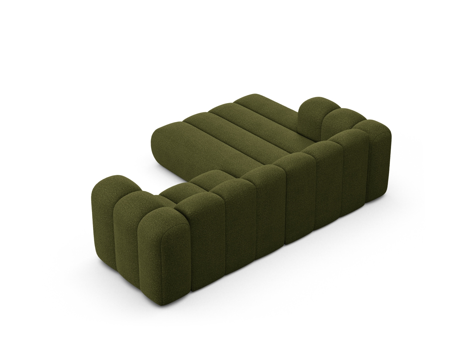 Boucle Modular Left Corner Sofa, "Lupine", 3 Seats, 230x177x70