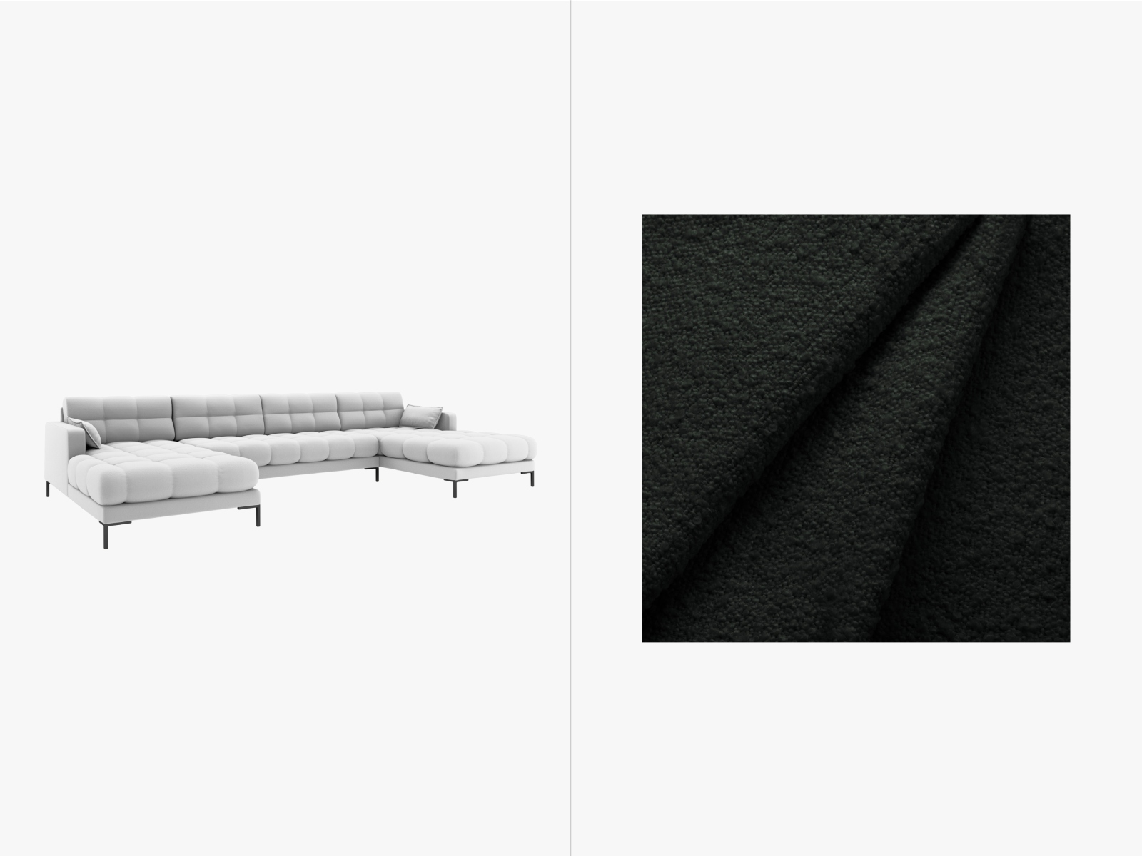 Boucle panoramic sofa, "Mamaia", 6 Seats, 383x185x75