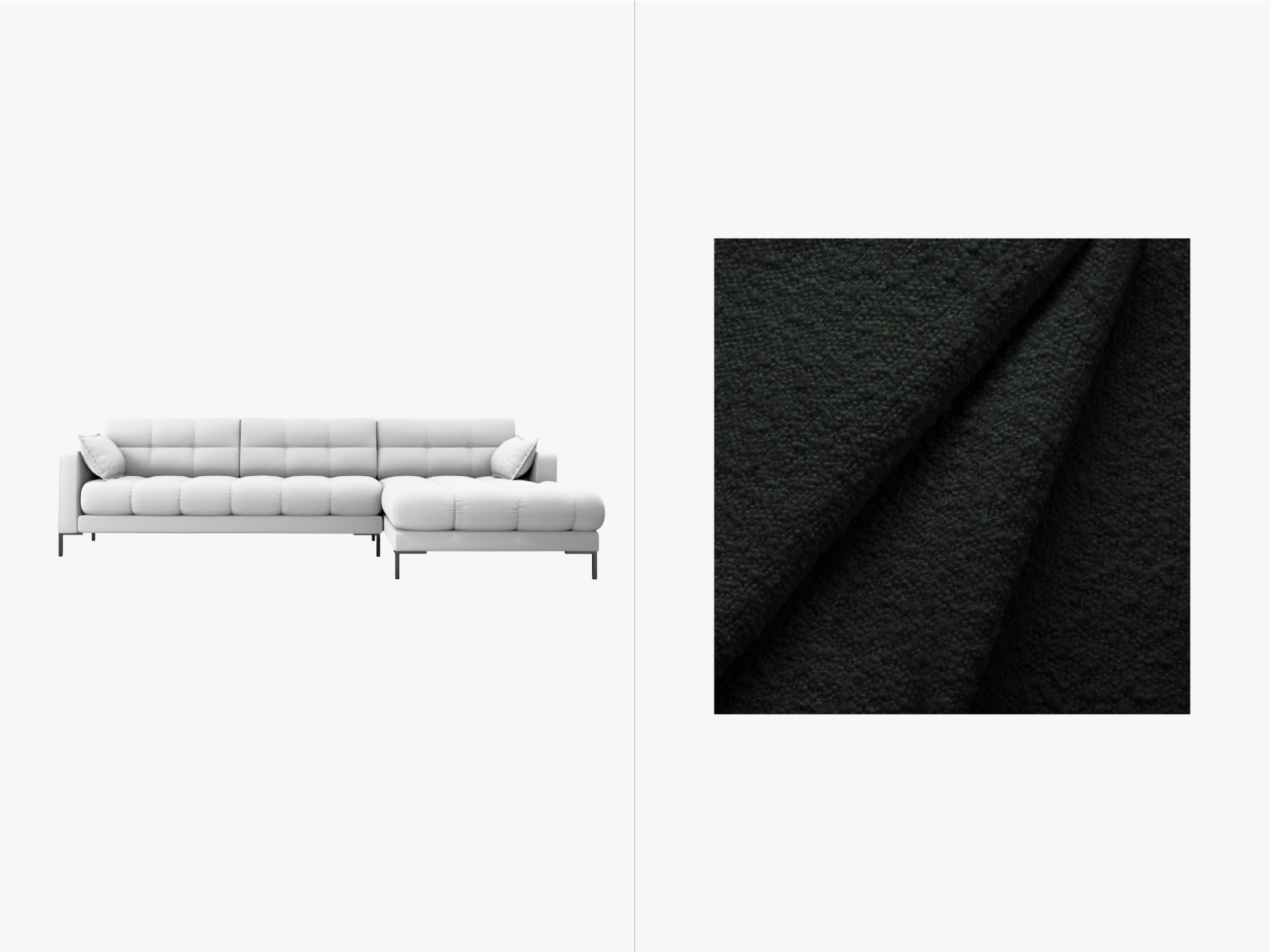 Boucle Right Corner Sofa, "Mamaia", 5 Seats, 293x185x75