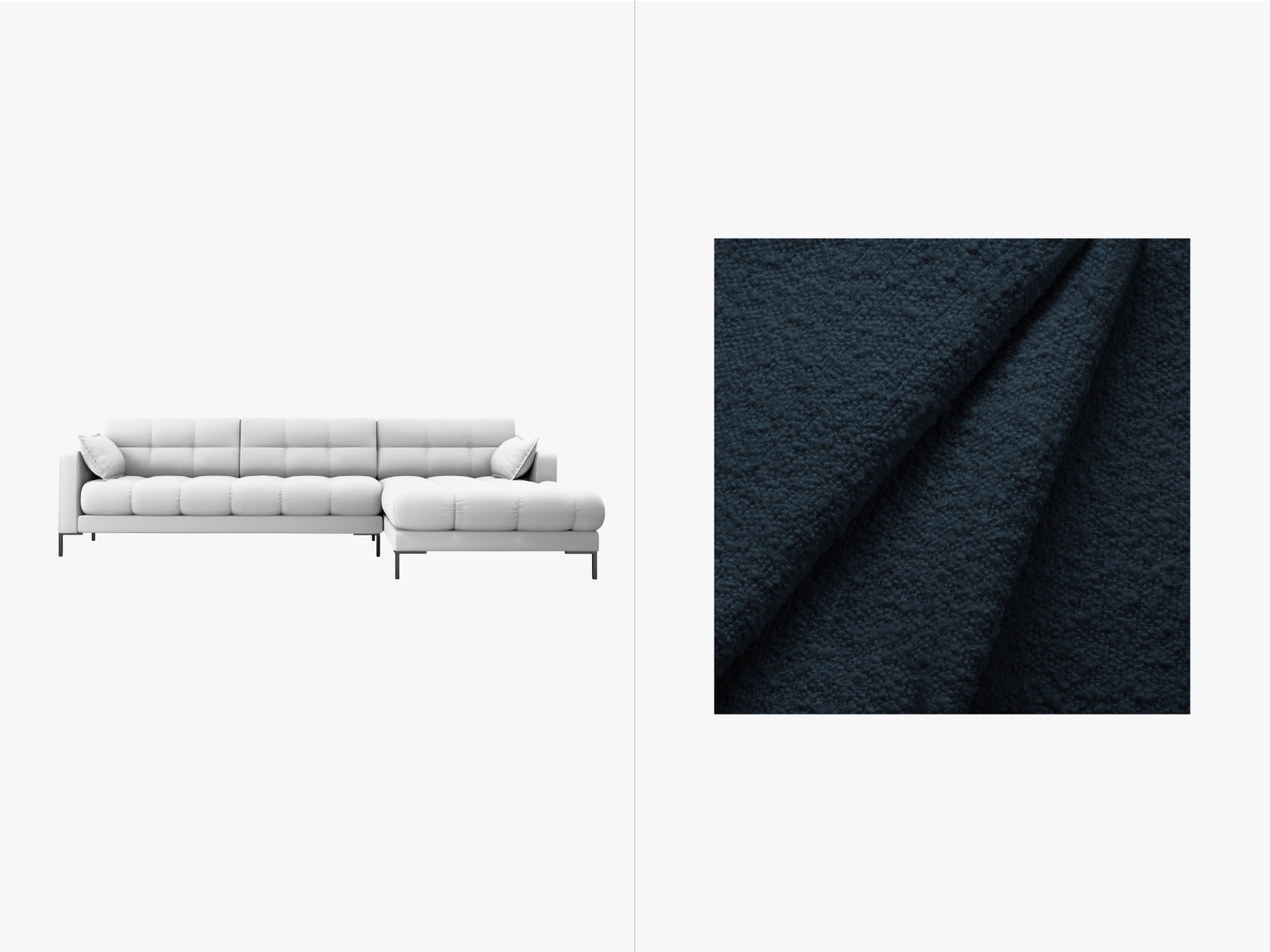 Boucle Right Corner Sofa, "Mamaia", 5 Seats, 293x185x75