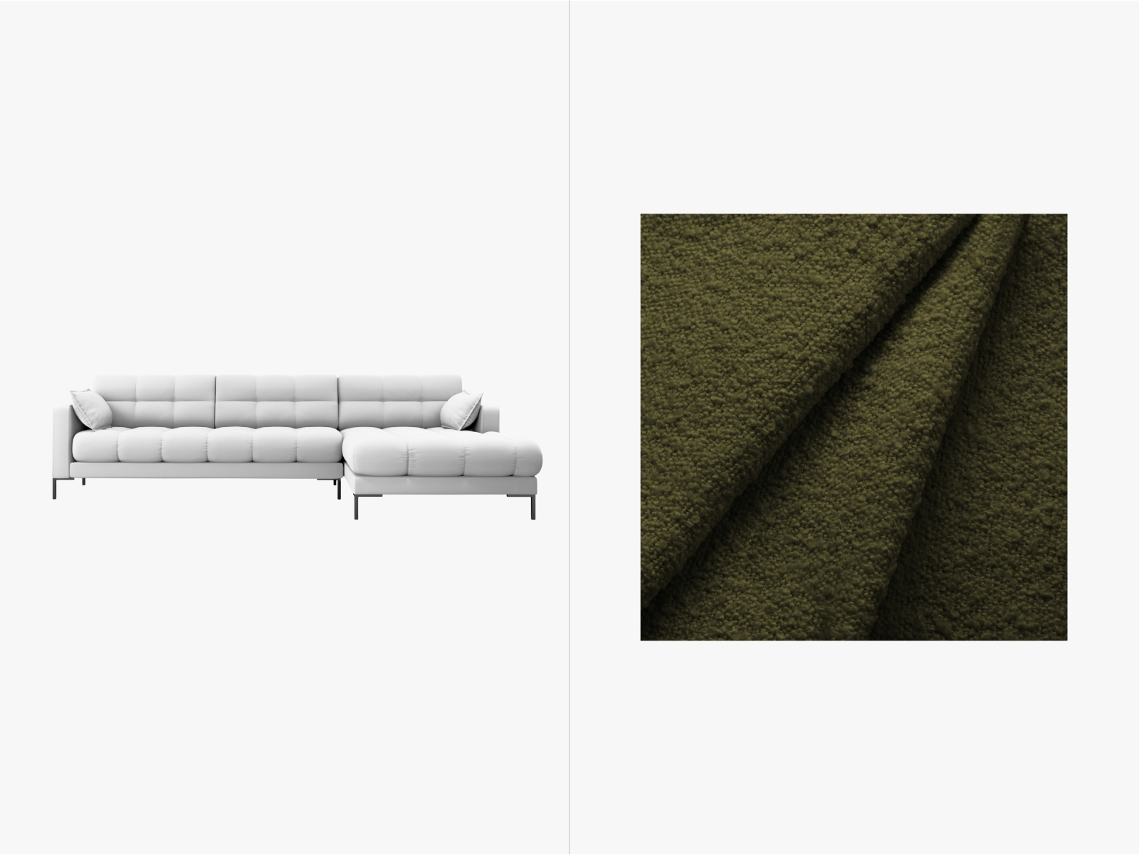 Boucle Right Corner Sofa, "Mamaia", 5 Seats, 293x185x75
