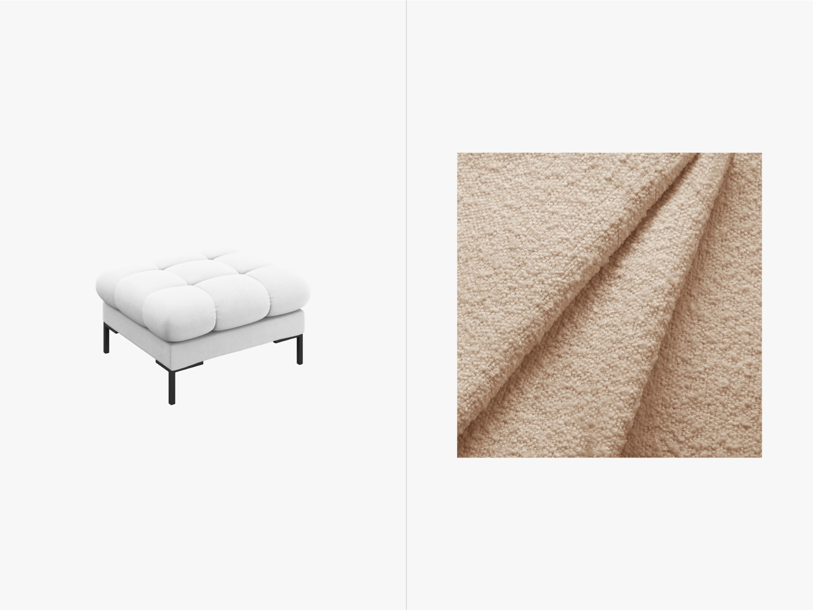 Boucle Pouf, "Mamaia", 1 Seat, 60x60x41