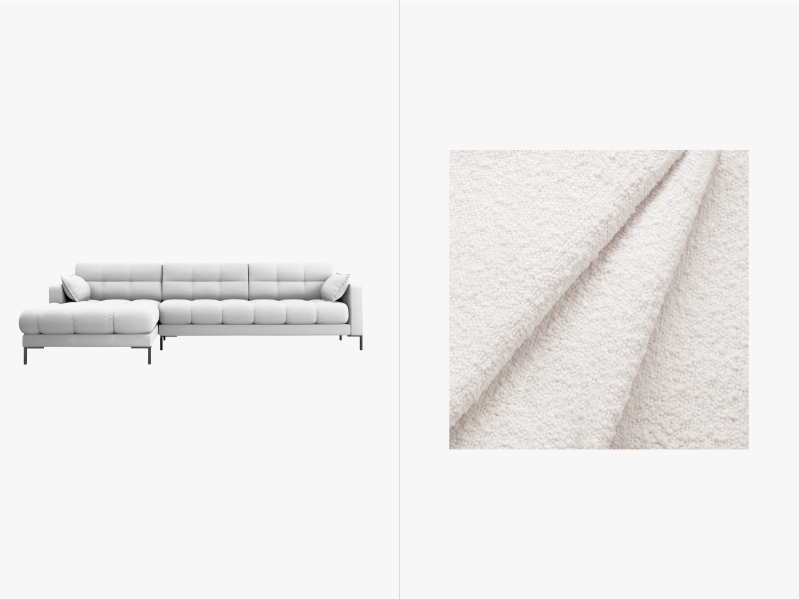 Boucle Left Corner Sofa, "Mamaia", 5 Seats, 293x185x75
