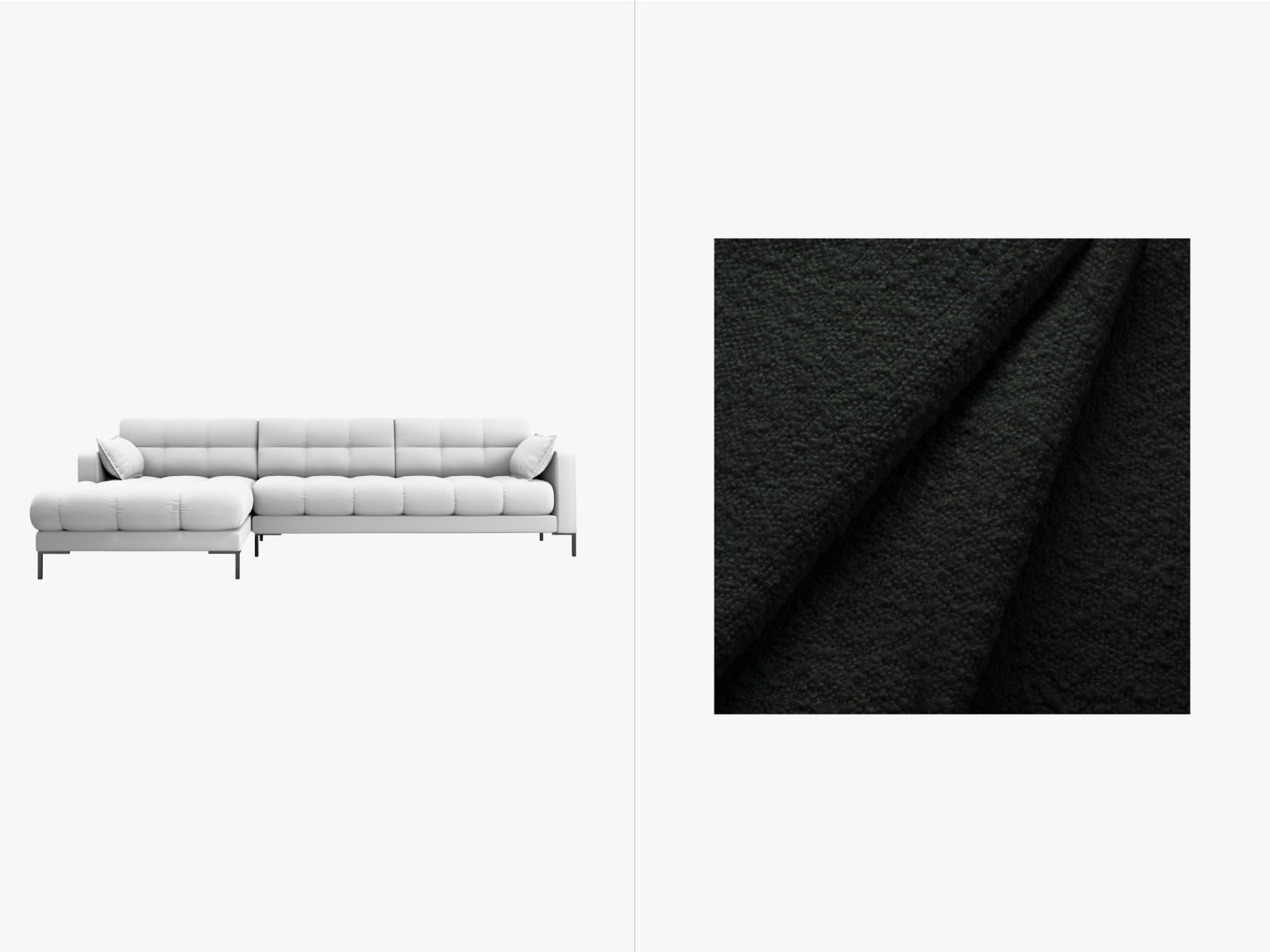 Boucle Left Corner Sofa, "Mamaia", 5 Seats, 293x185x75