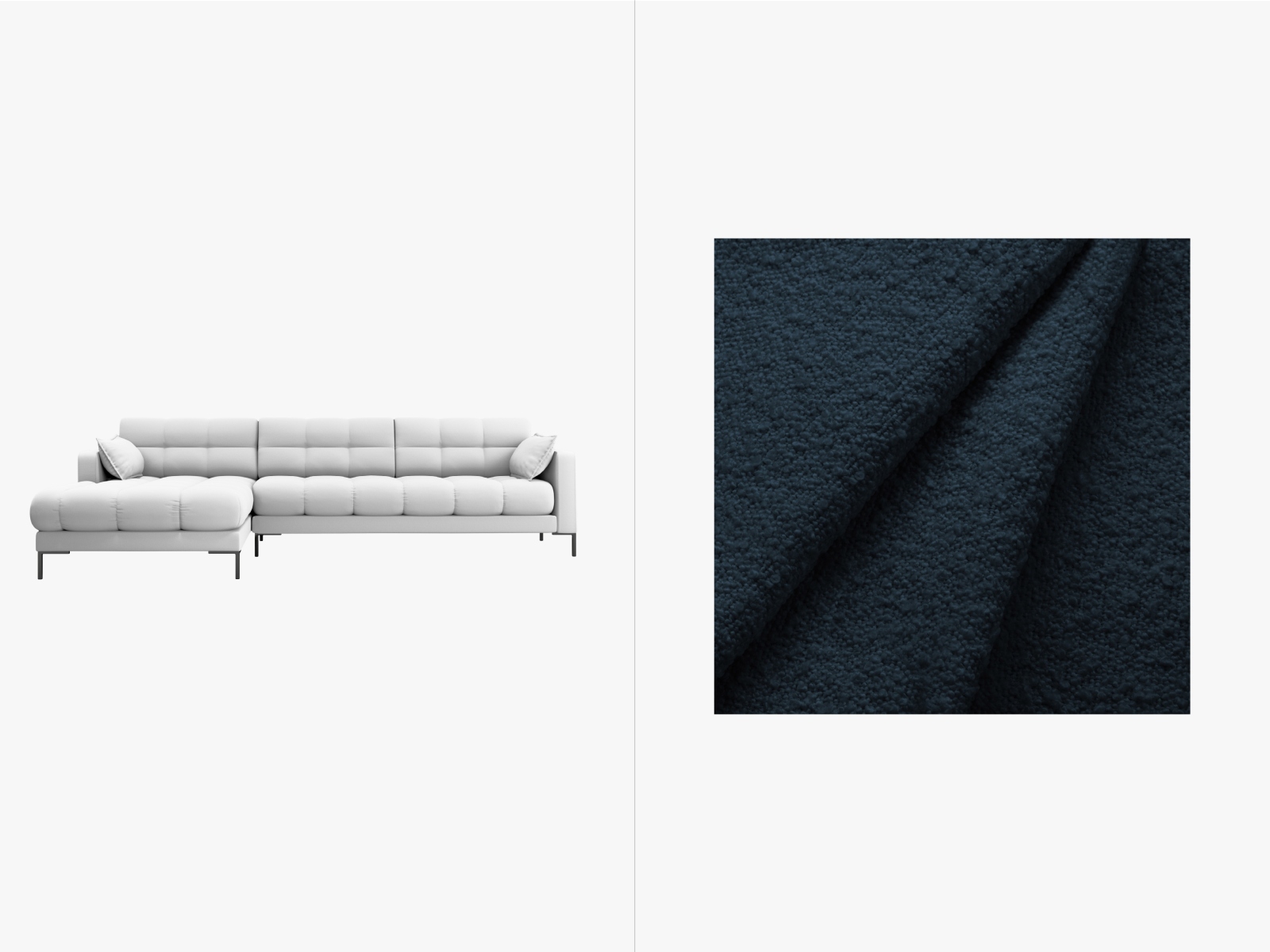 Boucle Left Corner Sofa, "Mamaia", 5 Seats, 293x185x75