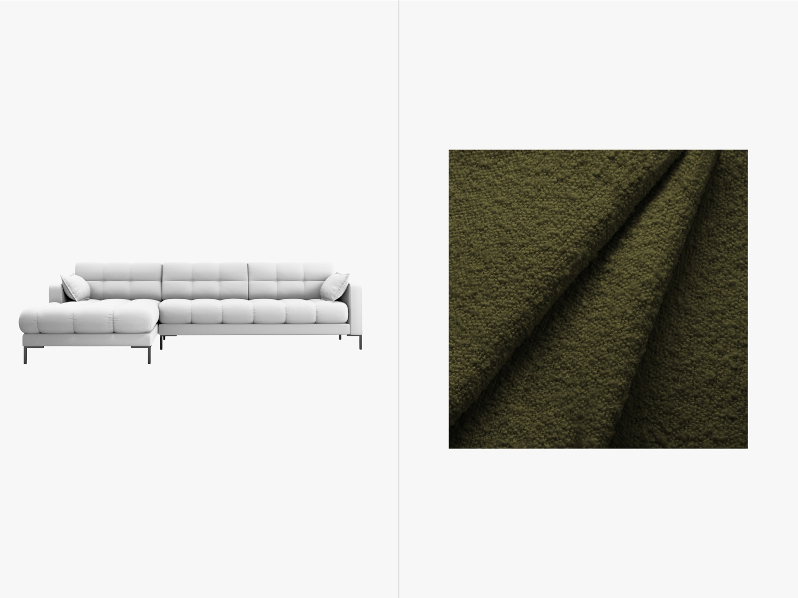 Boucle Left Corner Sofa, "Mamaia", 5 Seats, 293x185x75