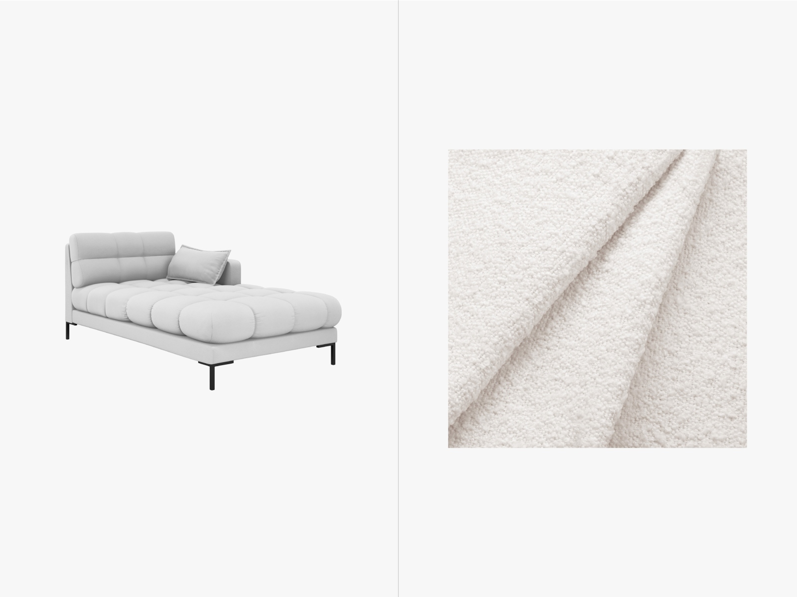 Boucle Chaise Longue Right, "Mamaia", 1 Seat, 102x185x75