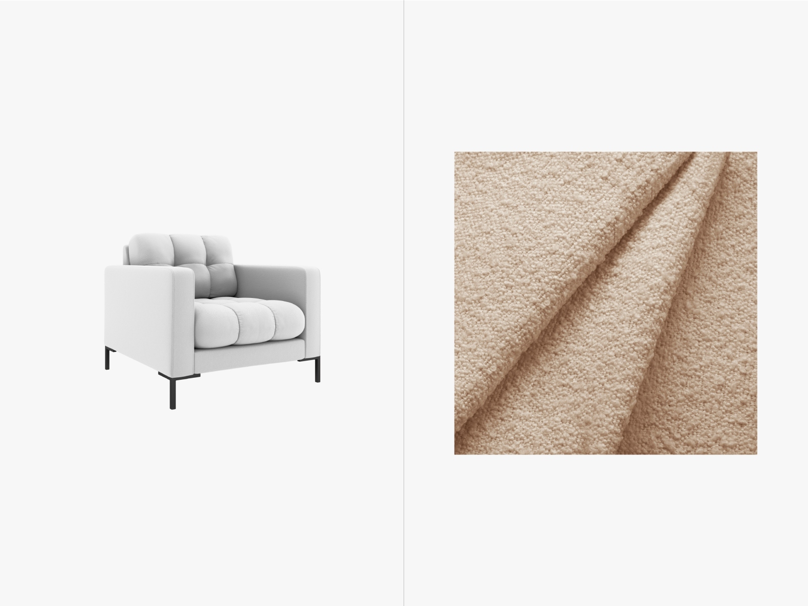 Boucle Armchair, "Mamaia", 1 Seat, 87x96x75