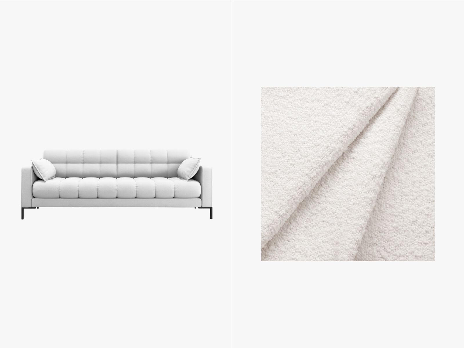 Boucle Sofa, "Mamaia", 4 Seats, 217x96x75
