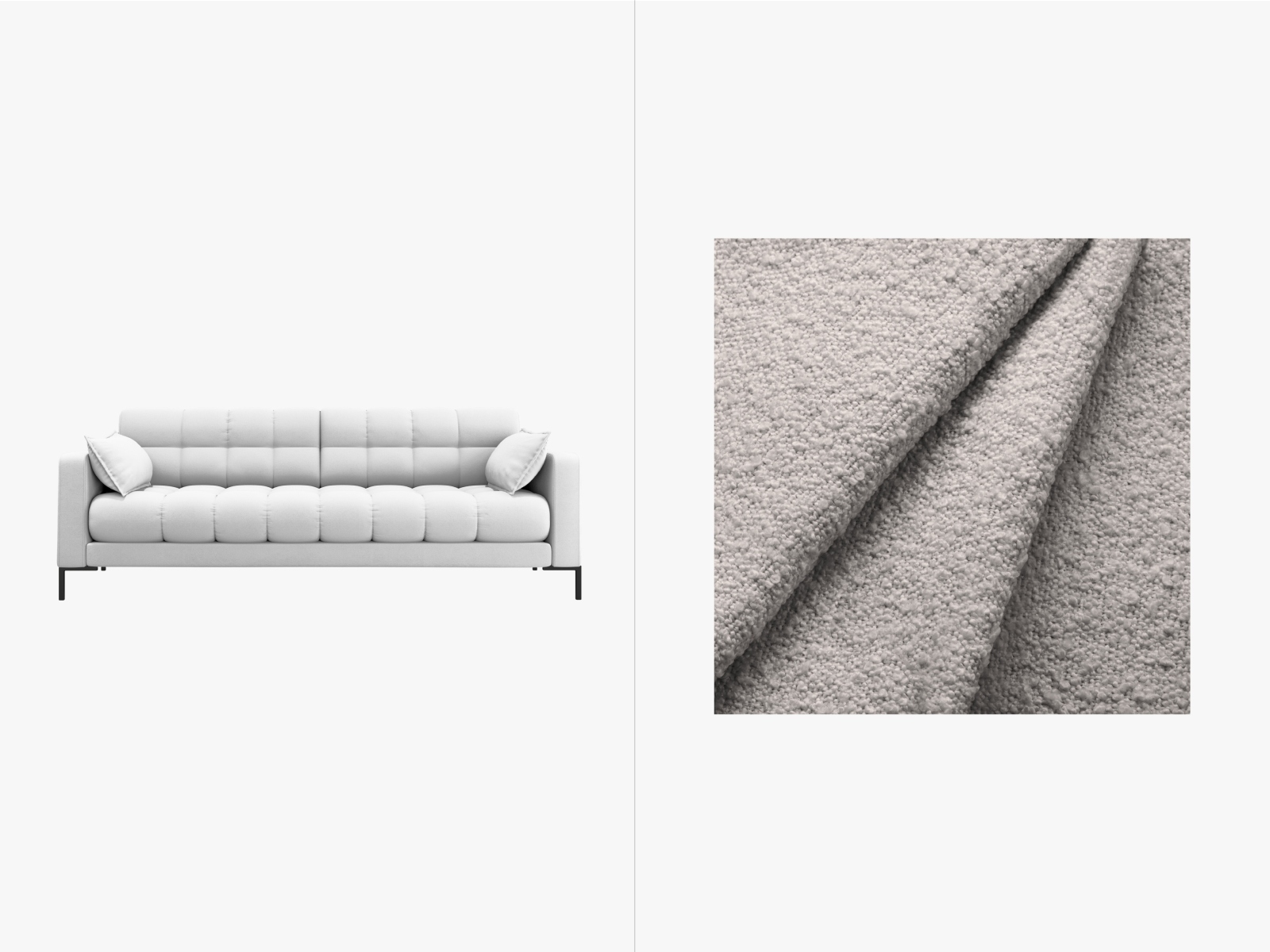 Boucle Sofa, "Mamaia", 4 Seats, 217x96x75