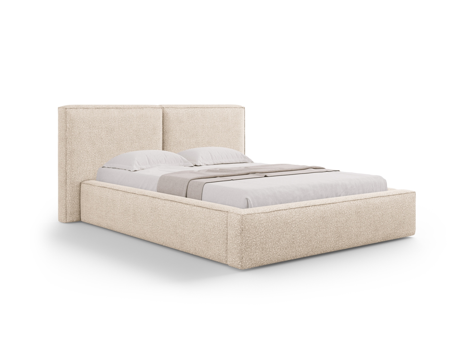 Boucle Storage Bed With Double Headboard, "Jodie", 234x228x108