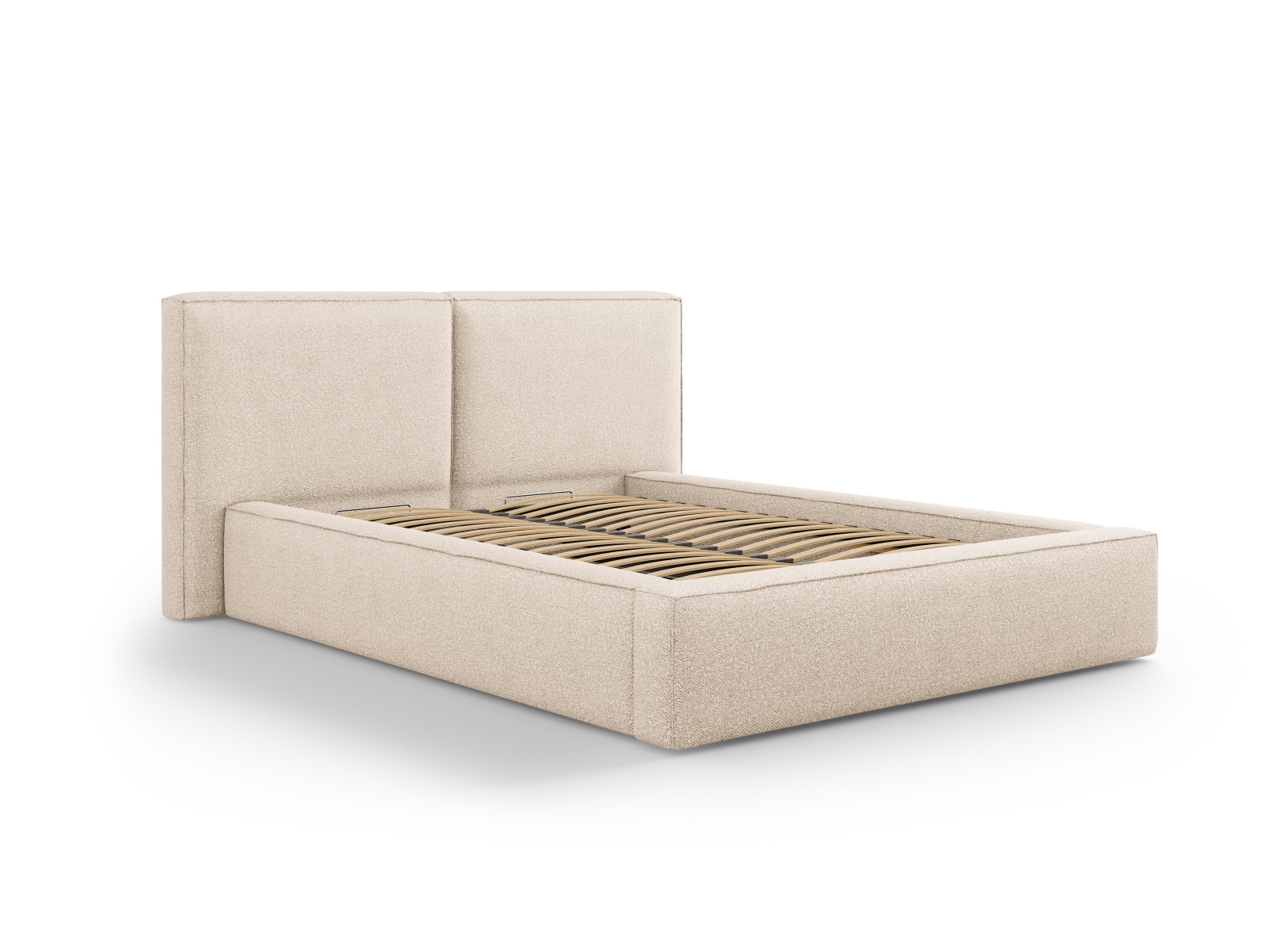 Boucle Storage Bed With Double Headboard, "Jodie", 234x228x108