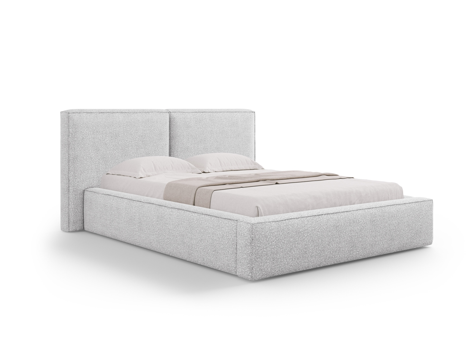 Boucle Storage Bed With Double Headboard, "Jodie", 234x228x108