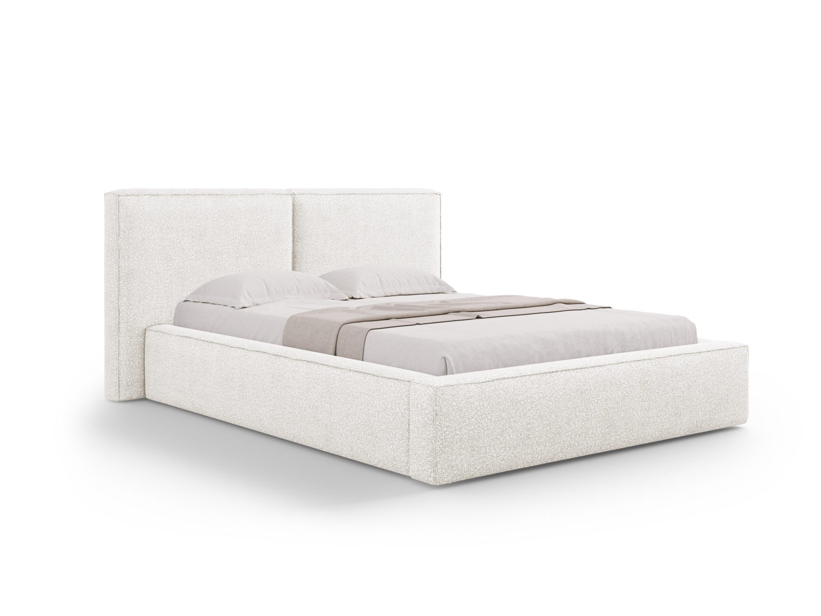 Boucle Storage Bed With Double Headboard, "Jodie", 194x228x108