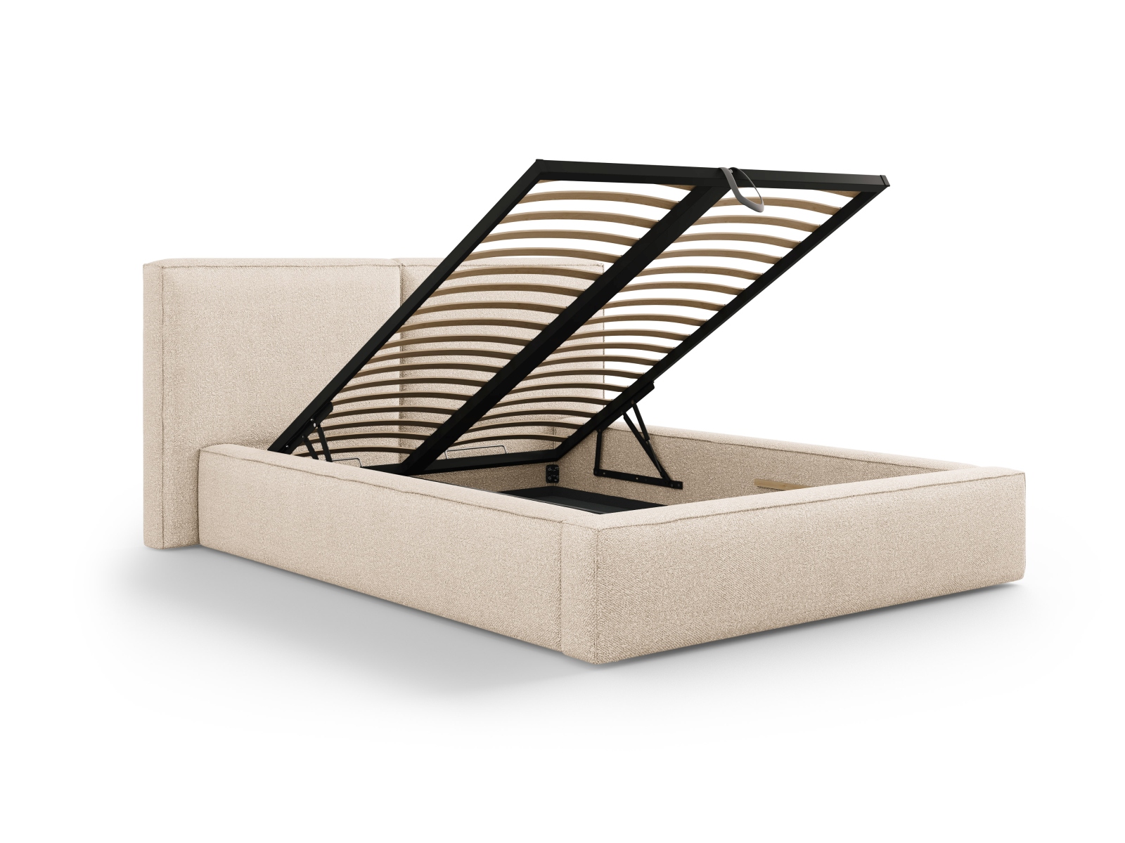 Boucle Storage Bed With Double Headboard, "Jodie", 194x228x108