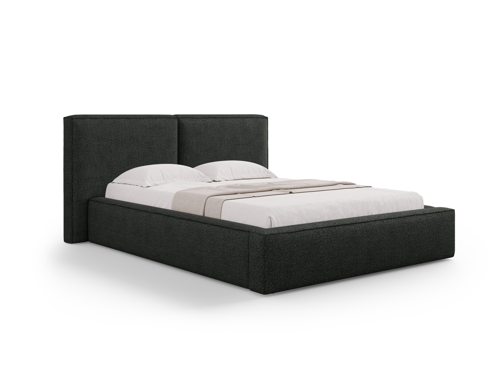 Boucle Storage Bed With Double Headboard, "Jodie", 194x228x108