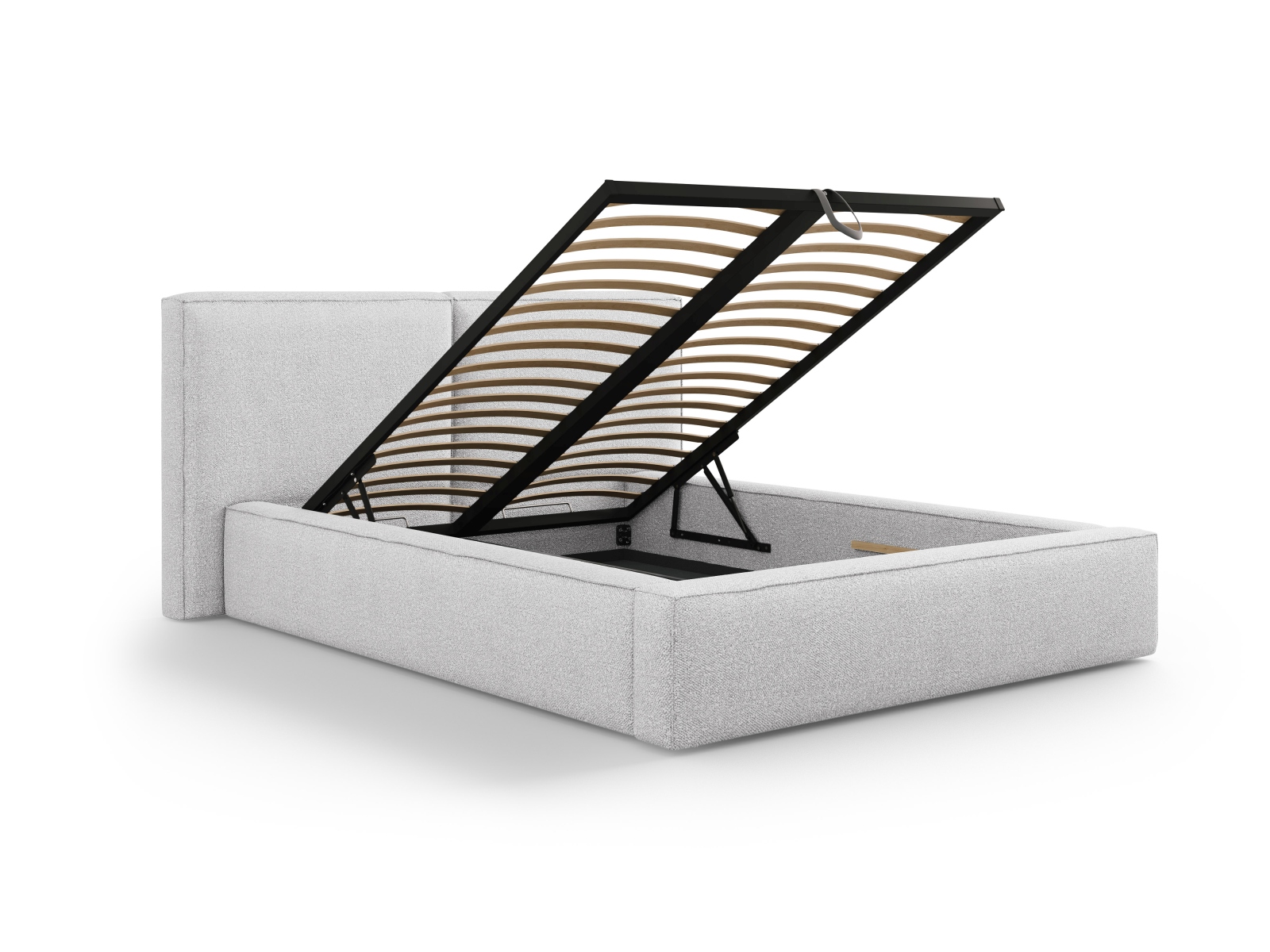 Boucle Storage Bed With Double Headboard, "Jodie", 194x228x108