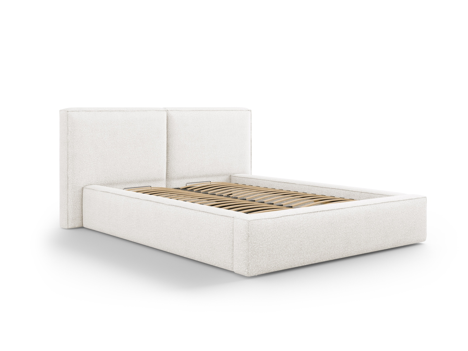 Boucle Storage Bed With Double Headboard, "Jodie", 251x228x108