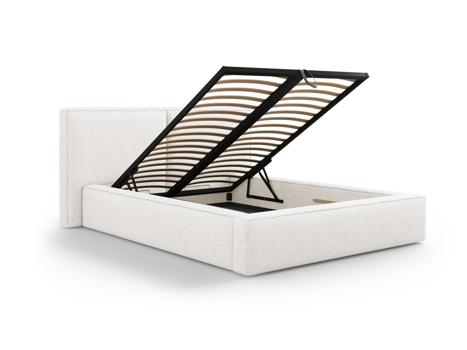 Boucle Storage Bed With Double Headboard, "Jodie", 214x228x108