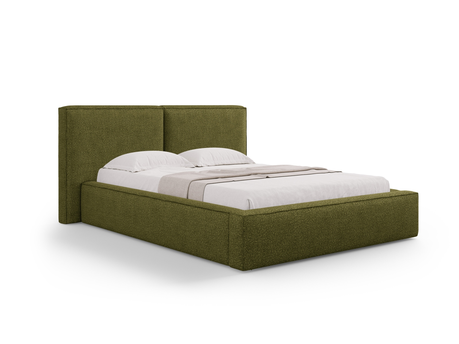Boucle Storage Bed With Double Headboard, "Jodie", 214x228x108