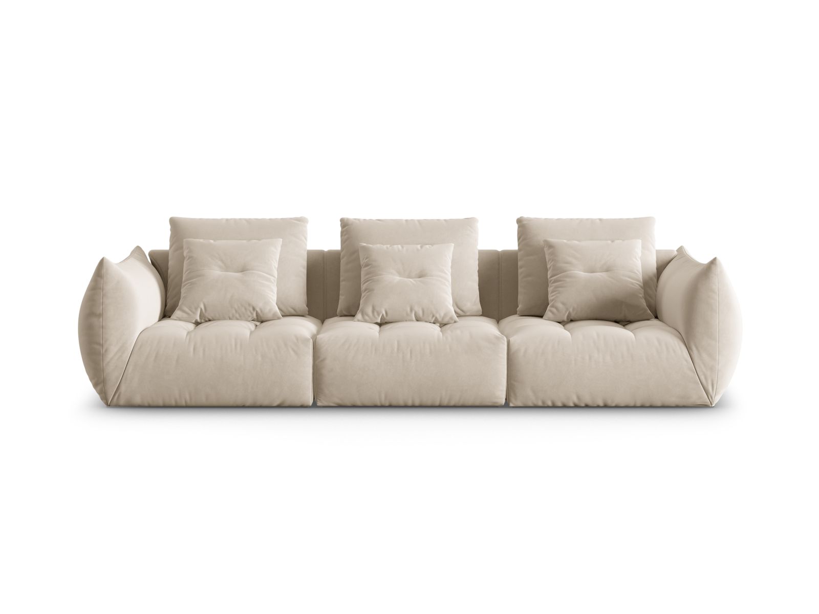 Velvet Modular Sofa, "Bloom", 4 Seats, 327x107x97