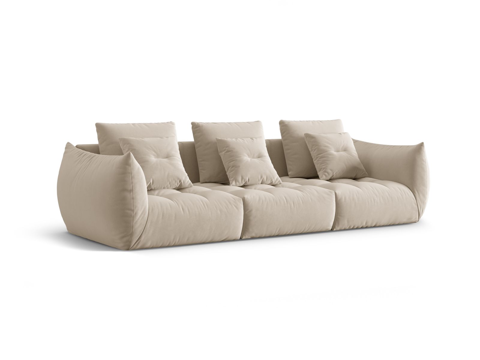 Velvet Modular Sofa, "Bloom", 4 Seats, 327x107x97
