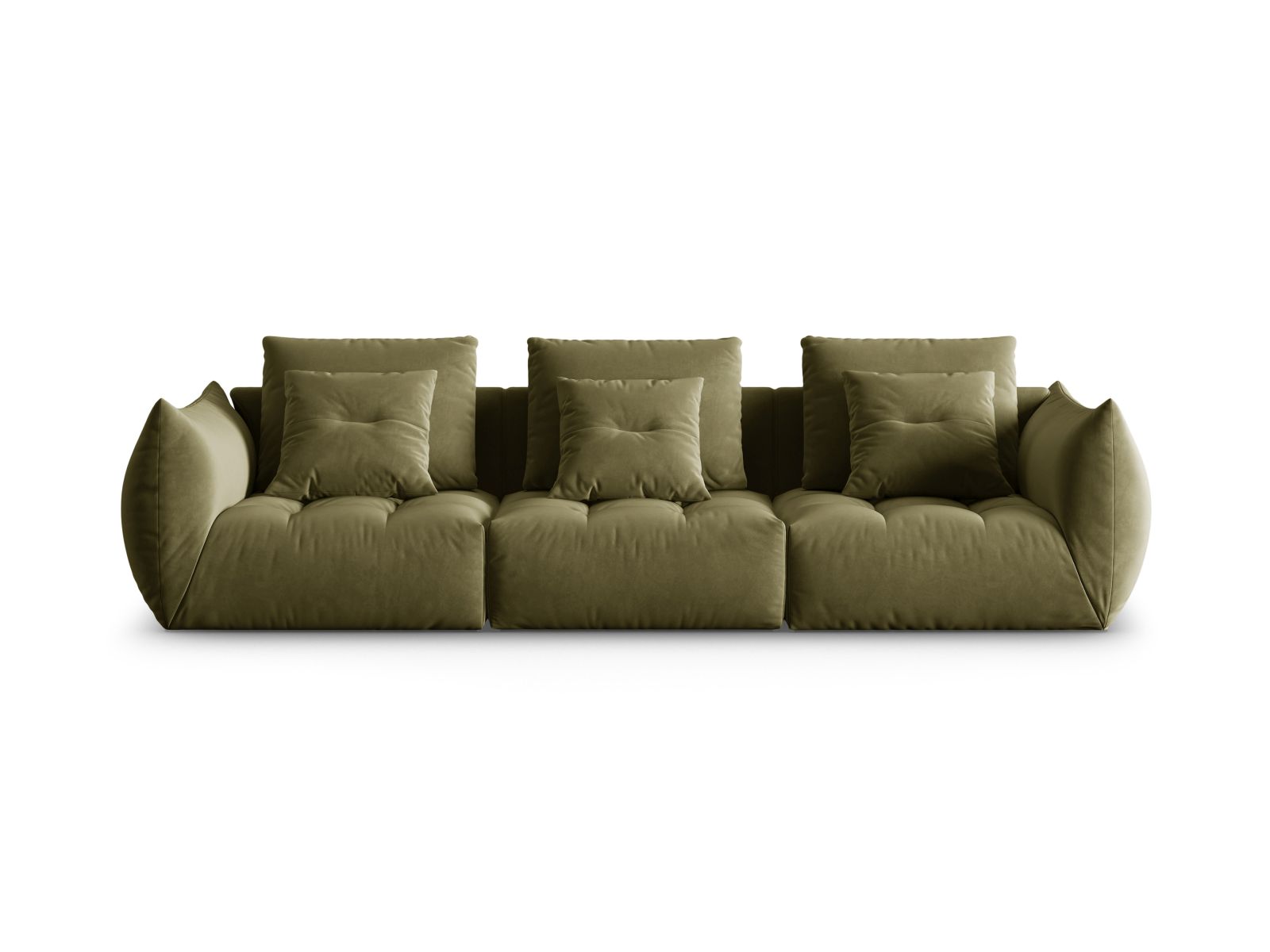 Velvet Modular Sofa, "Bloom", 4 Seats, 327x107x97
