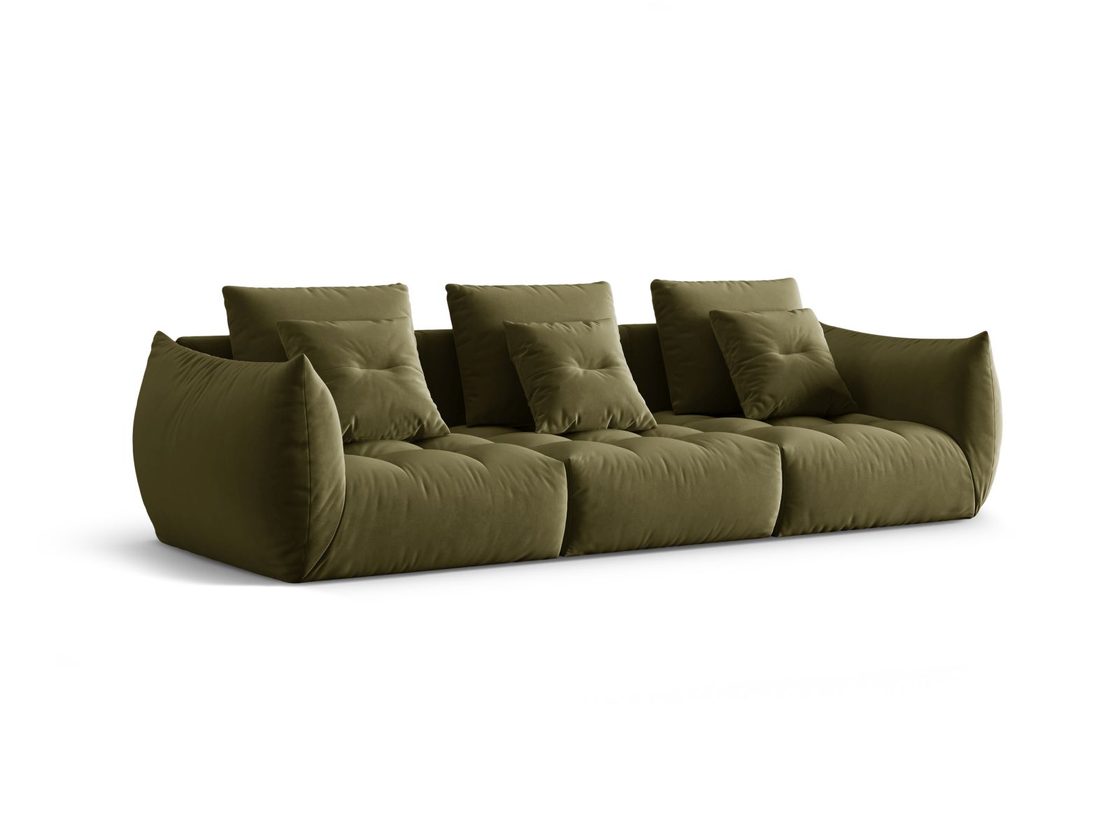 Velvet Modular Sofa, "Bloom", 4 Seats, 327x107x97