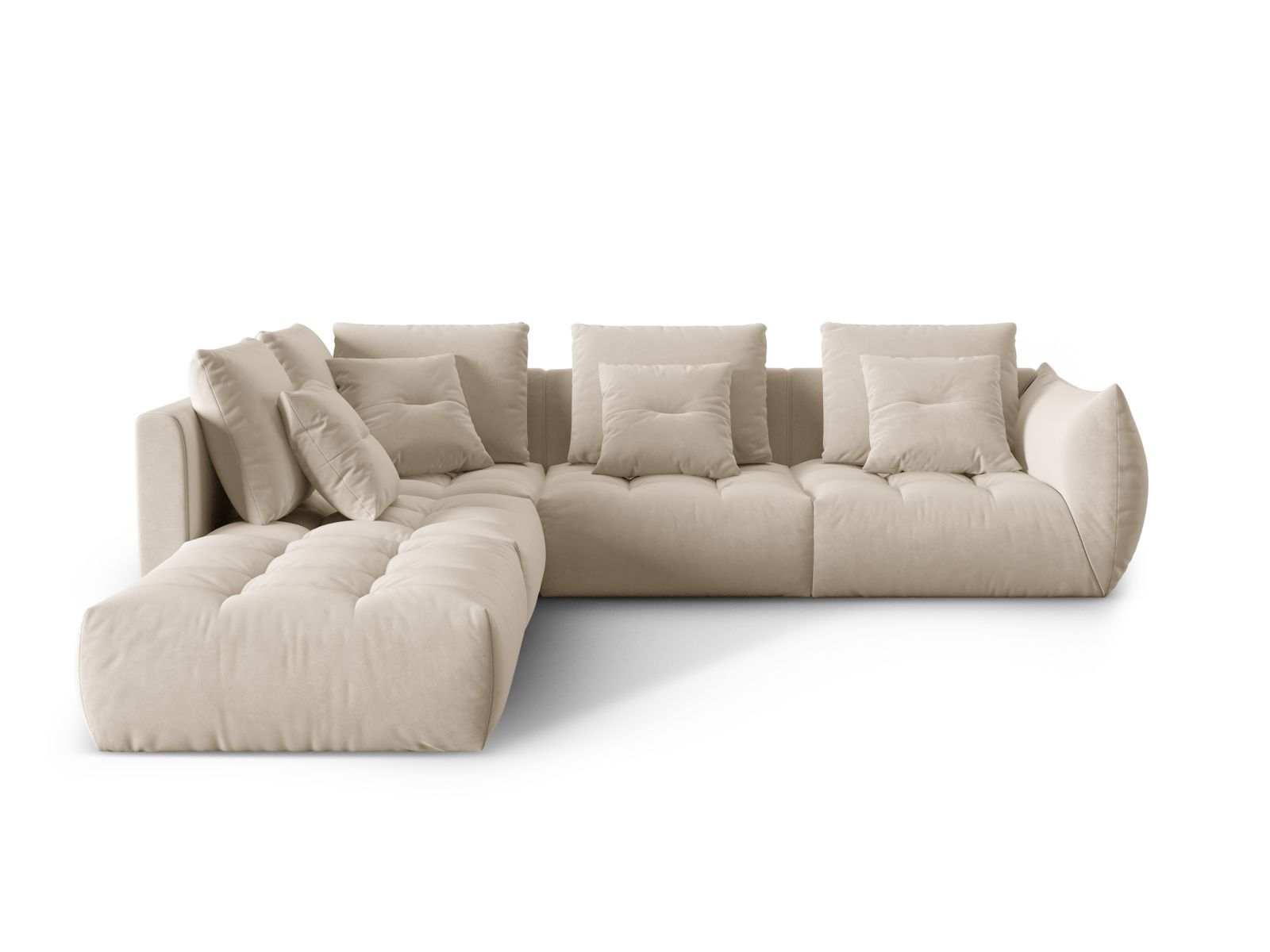 Velvet Modular Left Corner Sofa, "Bloom", 4 Seats, 316x307x97