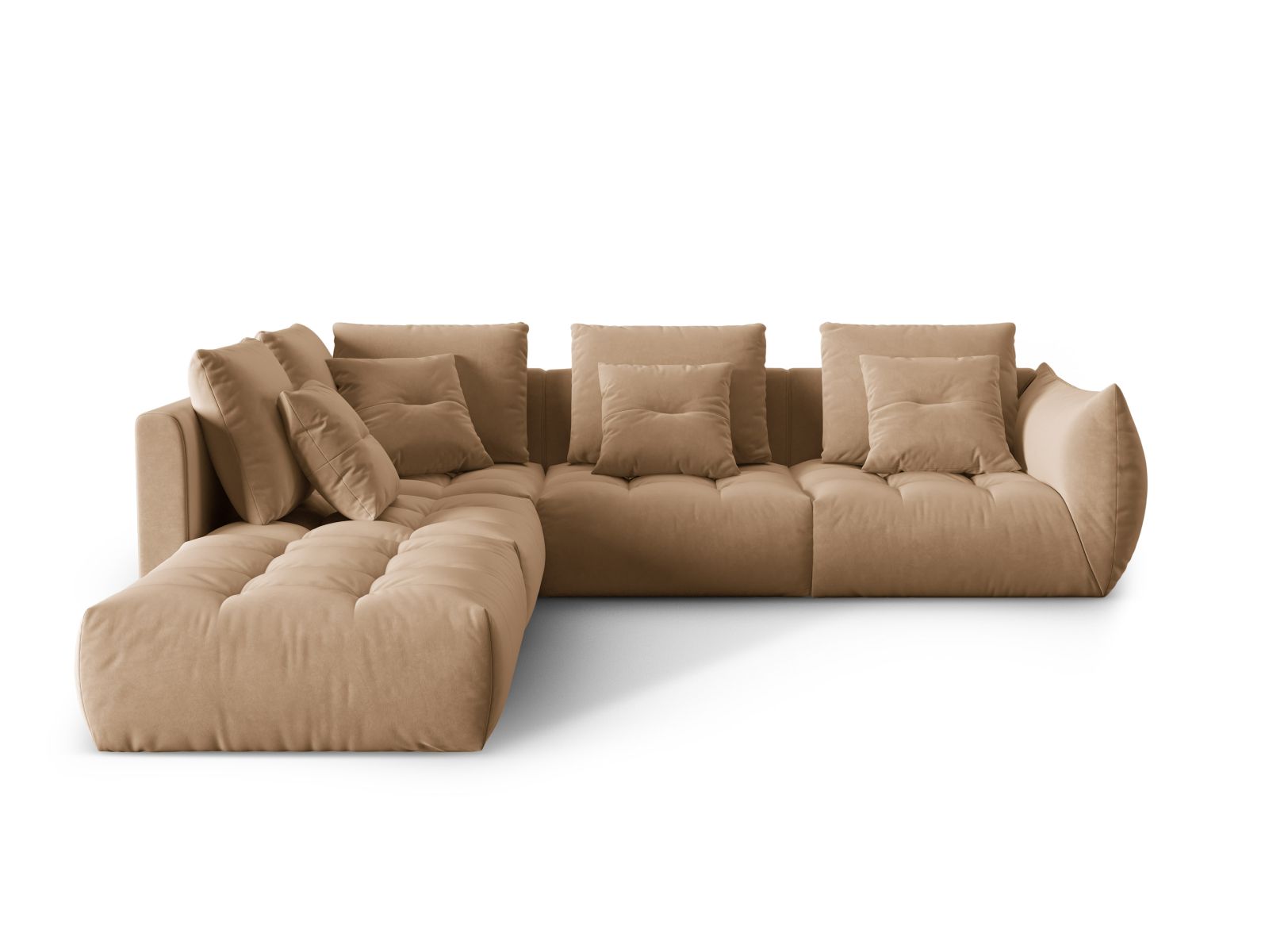 Velvet Modular Left Corner Sofa, "Bloom", 4 Seats, 316x307x97