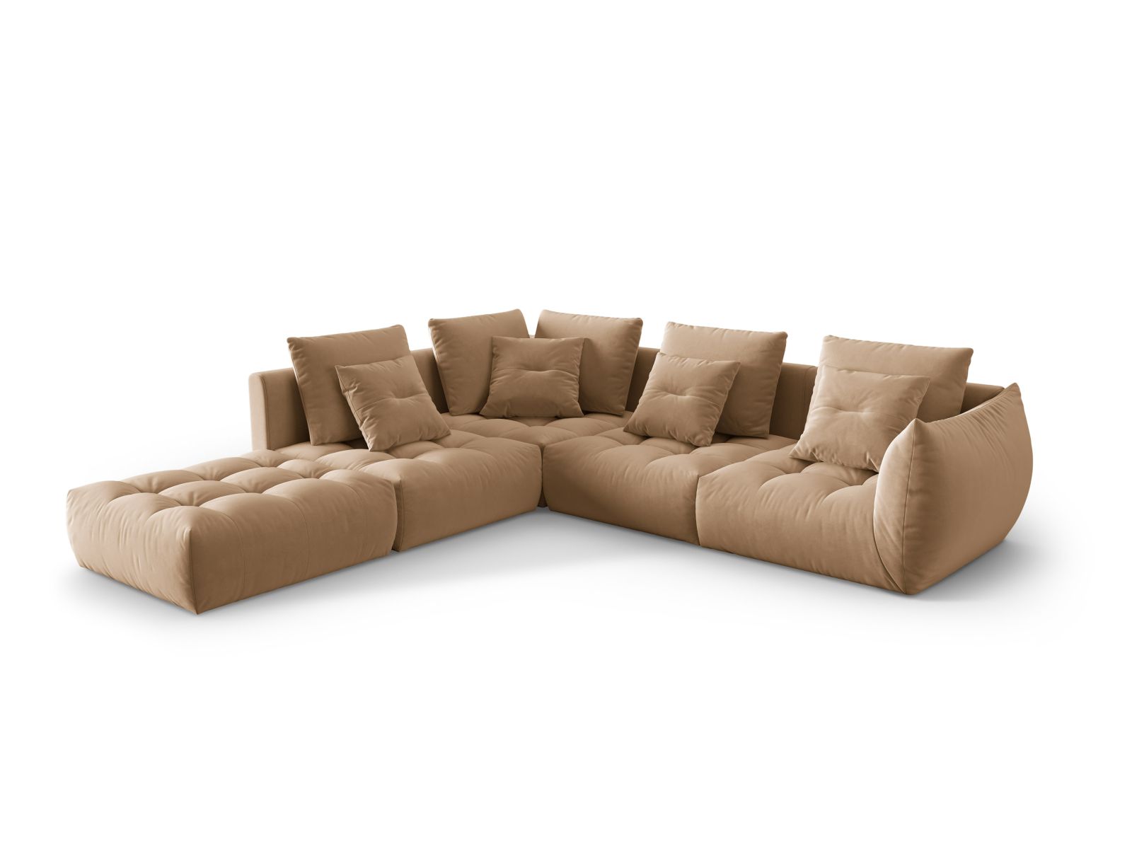 Velvet Modular Left Corner Sofa, "Bloom", 4 Seats, 316x307x97