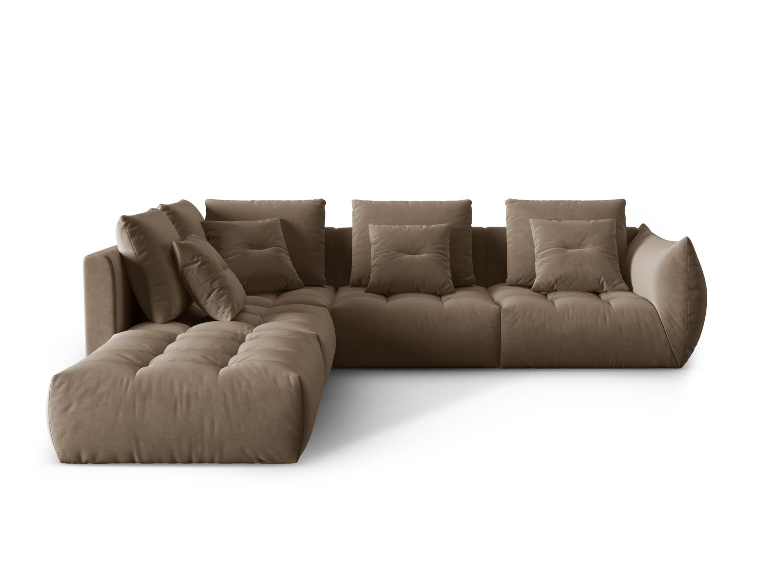 Velvet Modular Left Corner Sofa, "Bloom", 4 Seats, 316x307x97