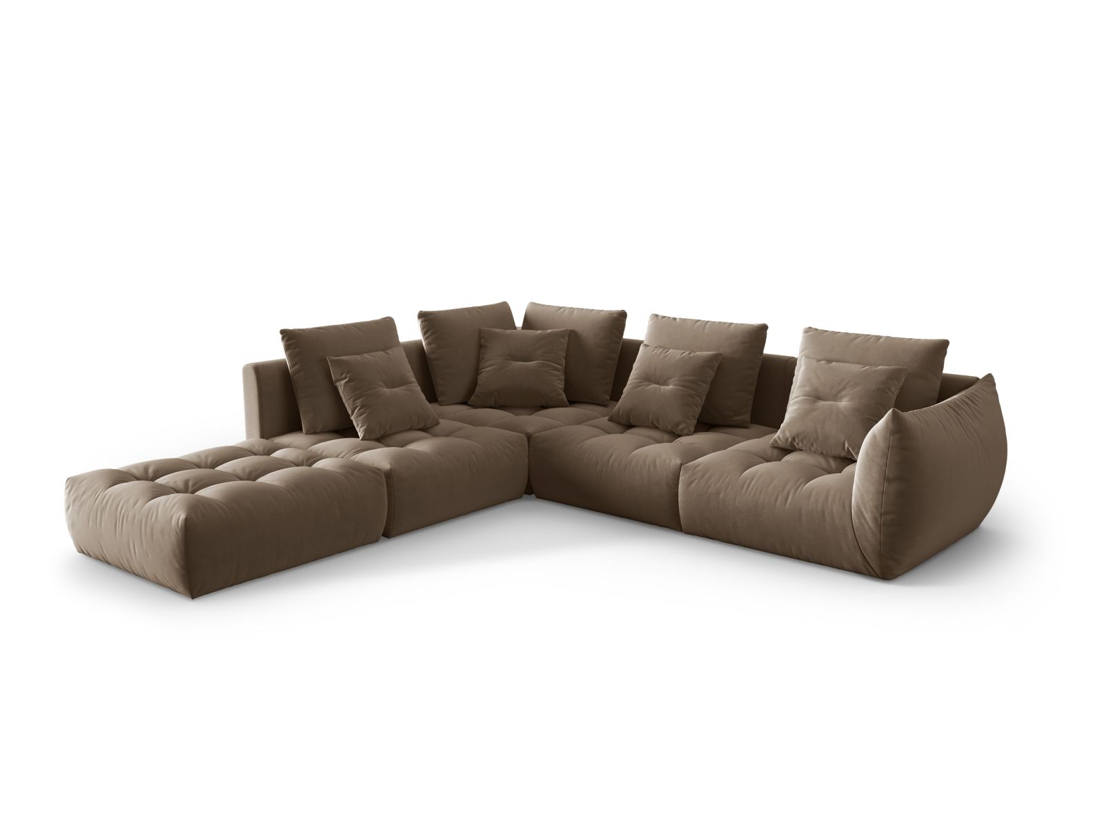 Velvet Modular Left Corner Sofa, "Bloom", 4 Seats, 316x307x97