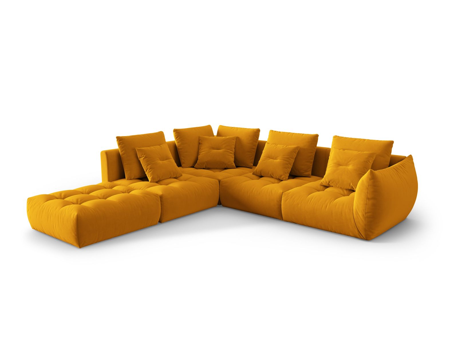 Velvet Modular Left Corner Sofa, "Bloom", 4 Seats, 316x307x97