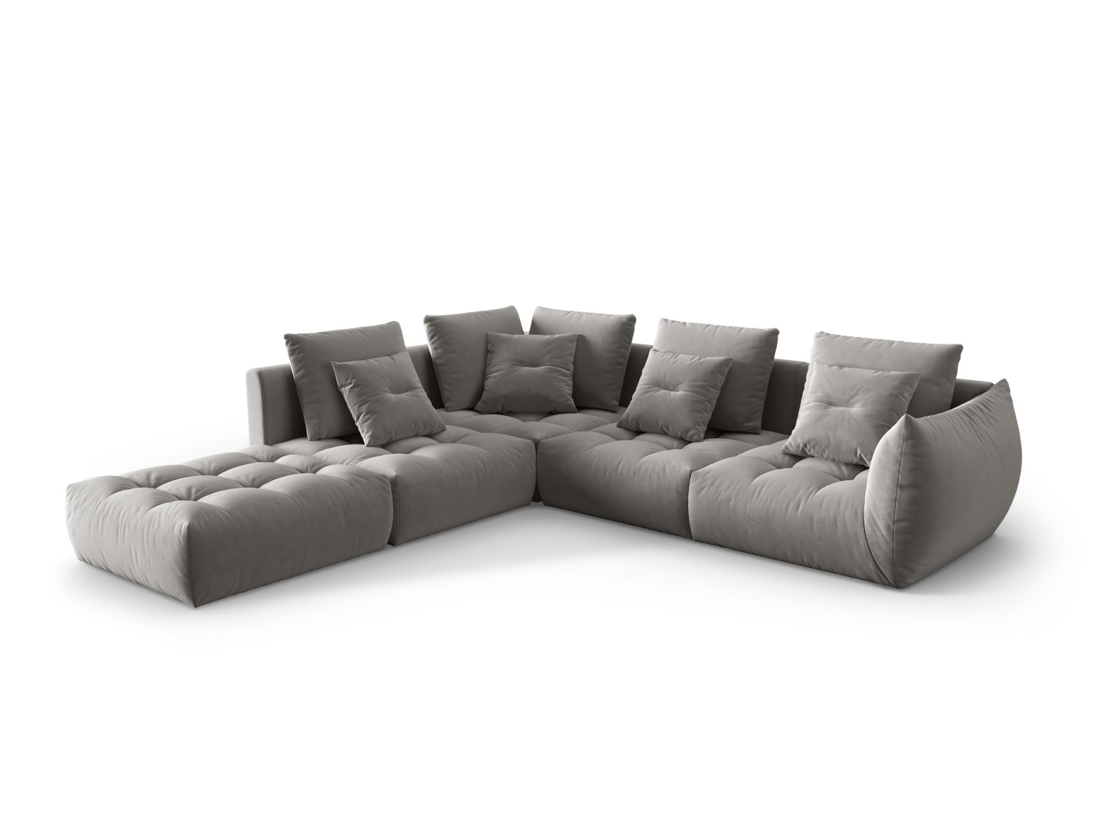 Velvet Modular Left Corner Sofa, "Bloom", 4 Seats, 316x307x97