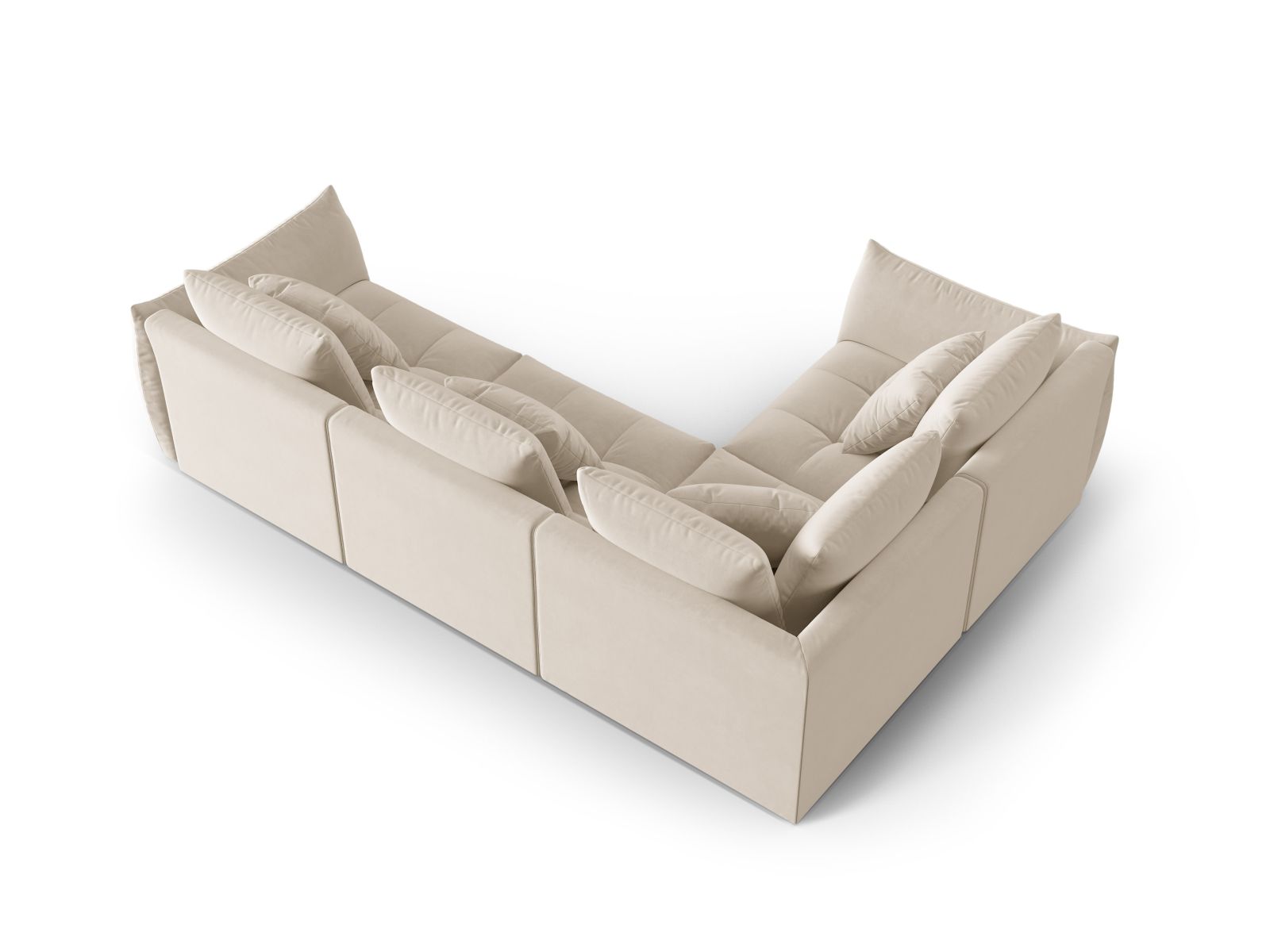 Velvet Modular Left Corner Sofa, "Bloom", 3 Seats, 316x222x97