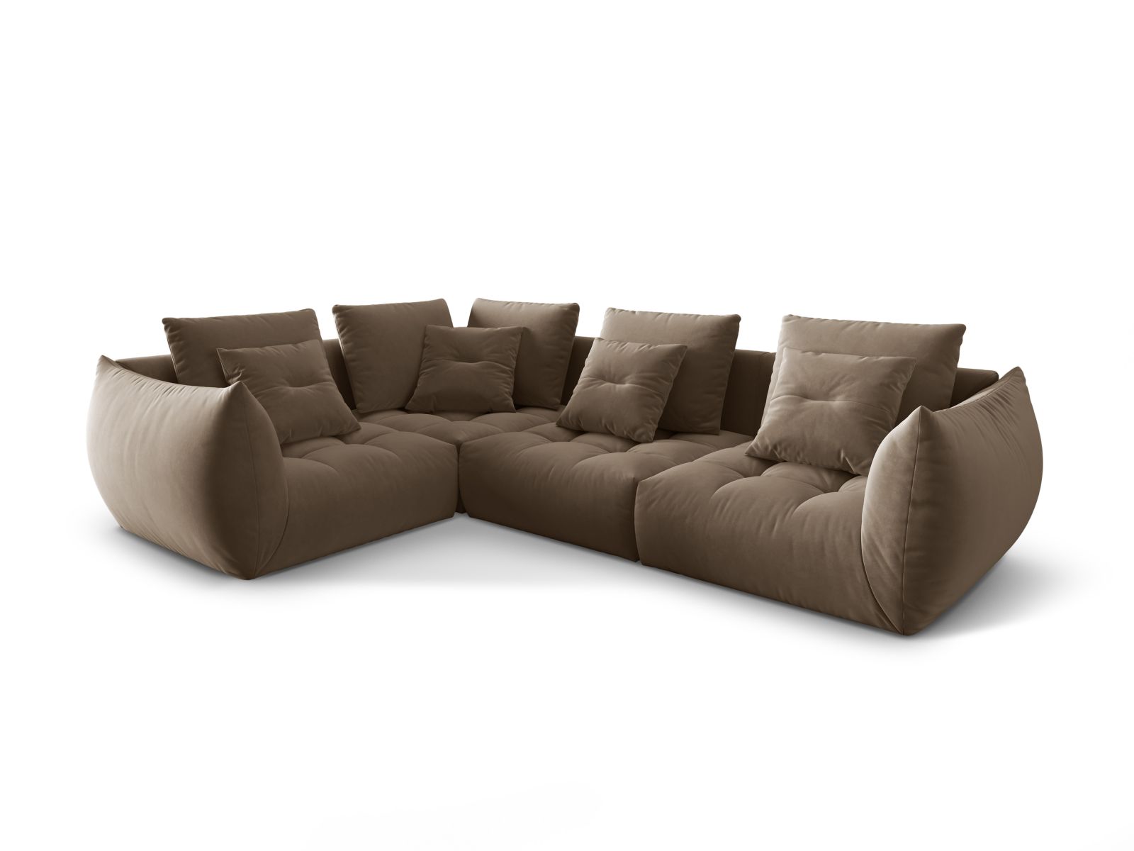 Velvet Modular Left Corner Sofa, "Bloom", 3 Seats, 316x222x97