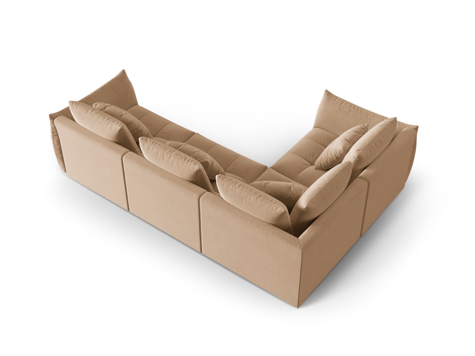 Velvet Modular Left Corner Sofa, "Bloom", 3 Seats, 316x222x97