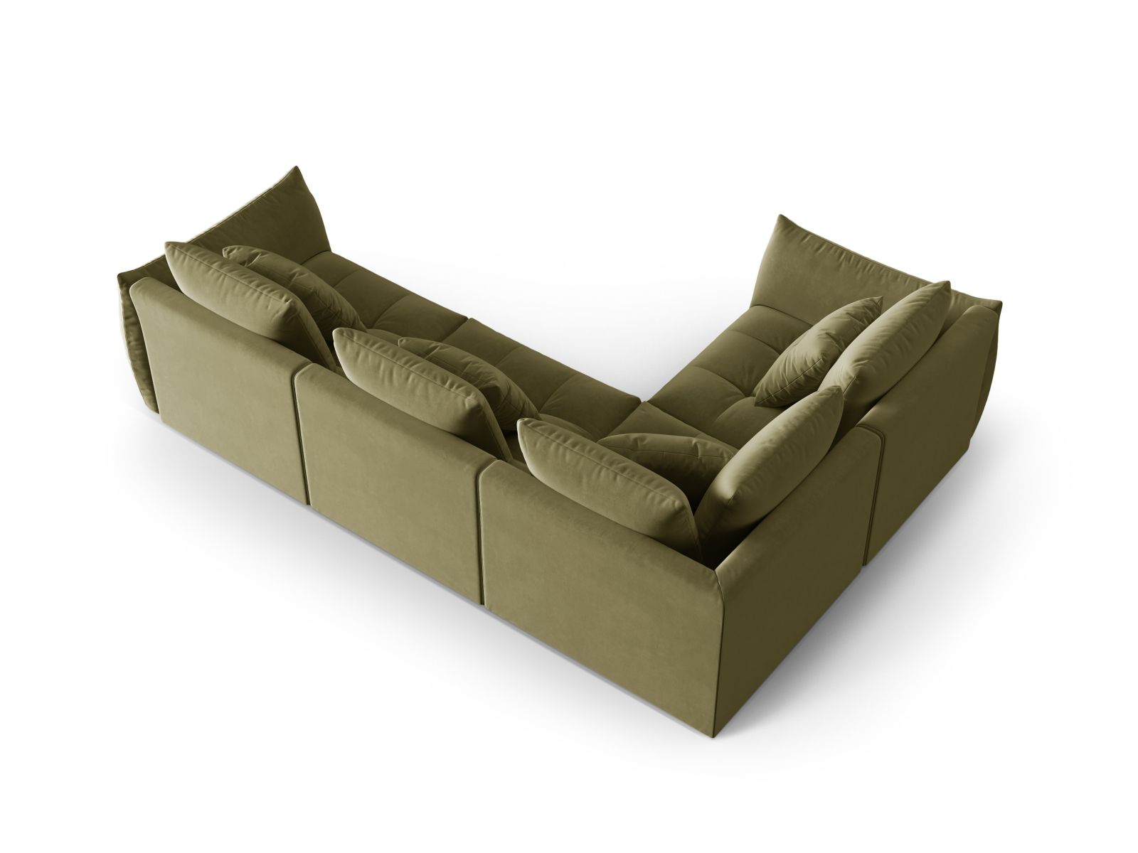 Velvet Modular Left Corner Sofa, "Bloom", 3 Seats, 316x222x97